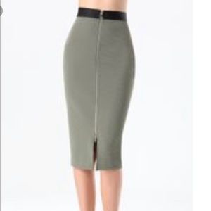 Midi Bebe Army Green skirt Sz S